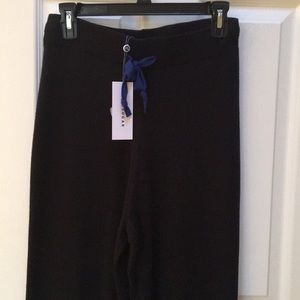 Brand new Black cotton warm up pants with blue tie